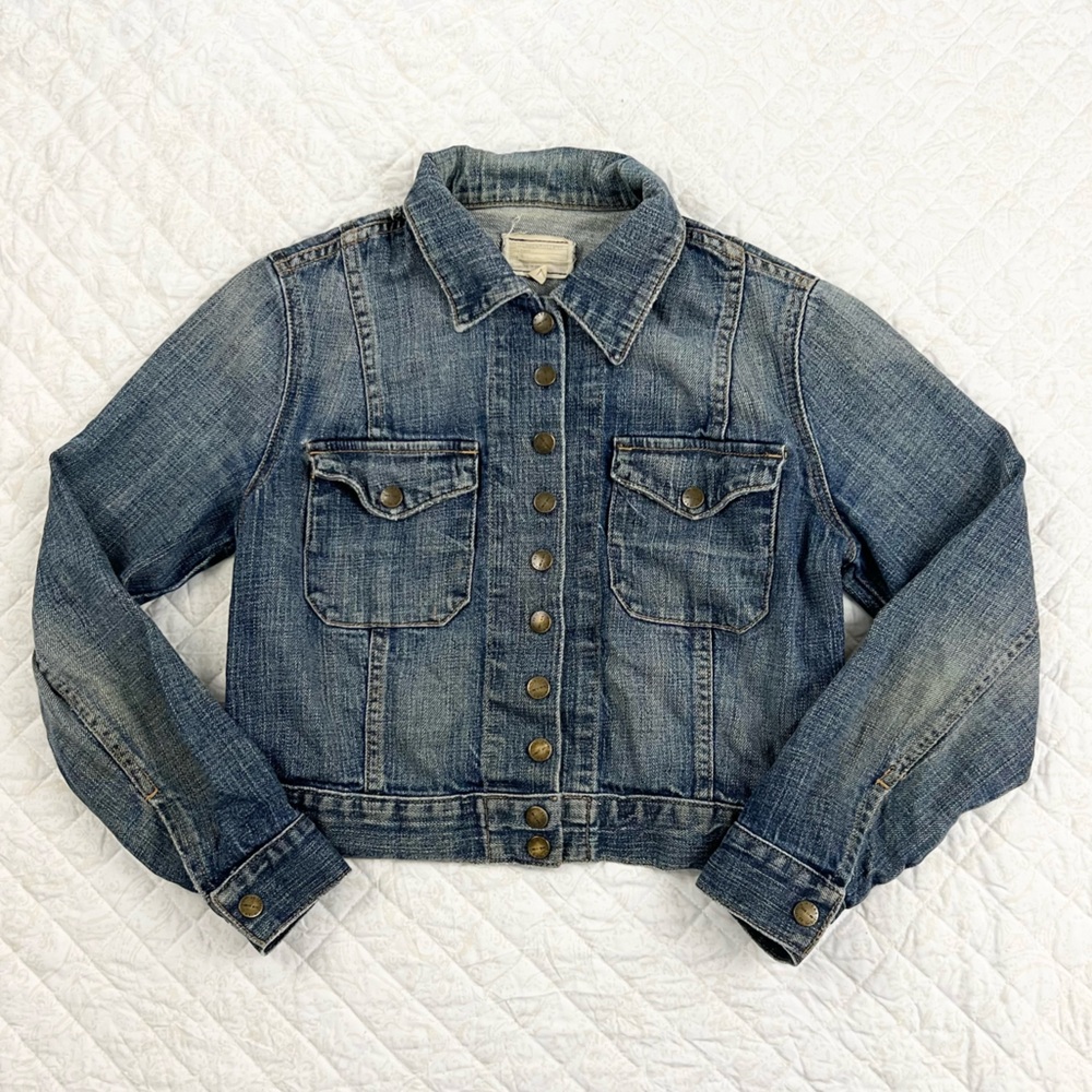 Current/Elliott Snap Button Denim Jacket Medium W… - image 1